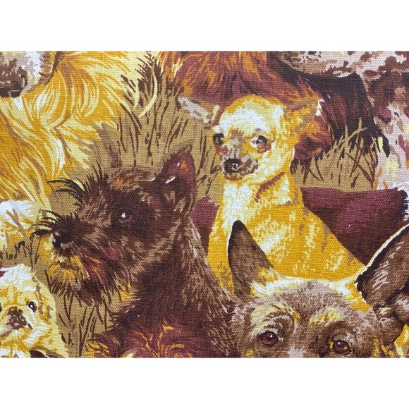 Dogs Home Decor Fabric 36"x 45" Craft Drapery Screen Print Brown Gold Novelty - Picture 5 of 14
